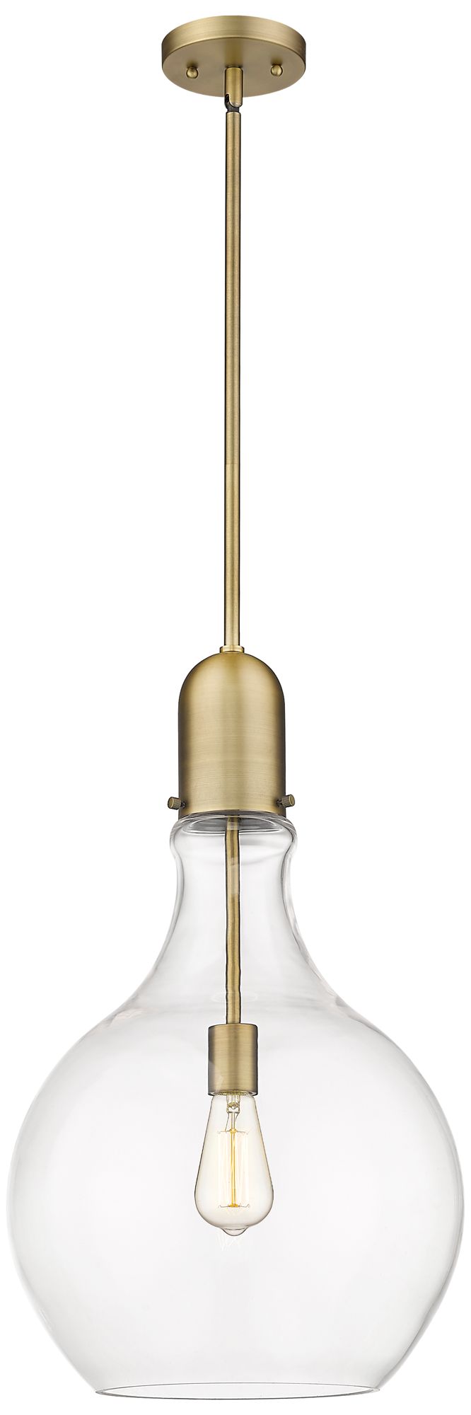 Auralume Amherst 14" Brushed Brass Pendant w/ Clear Shade