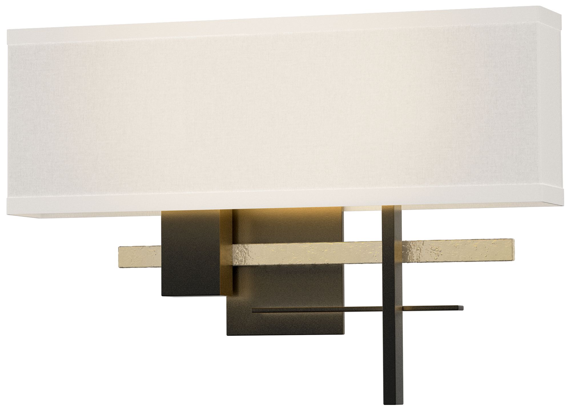 Cosmo 11.3" High Modern Brass Accented Black Sconce With Flax Shade