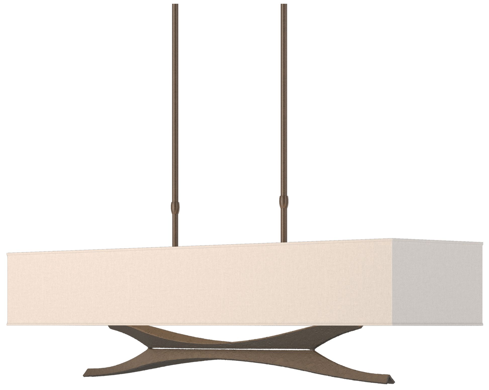Moreau 42" Wide Bronze Long Pendant With Flax Shade