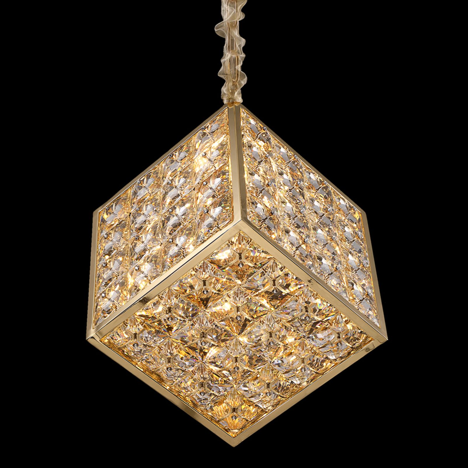 Cubes 13 1/2" Wide Lustrous Gold Faceted Crystals Chandelier