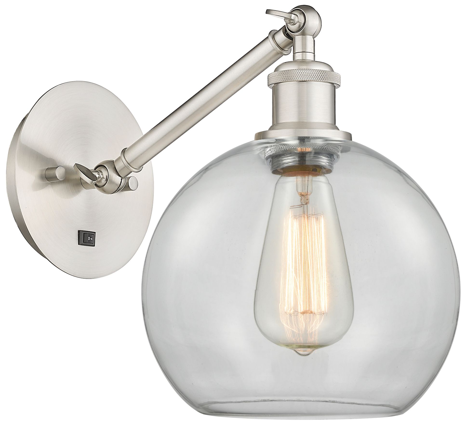 Ballston Athens 8" Incandescent Sconce - Nickel Finish - Clear Shade