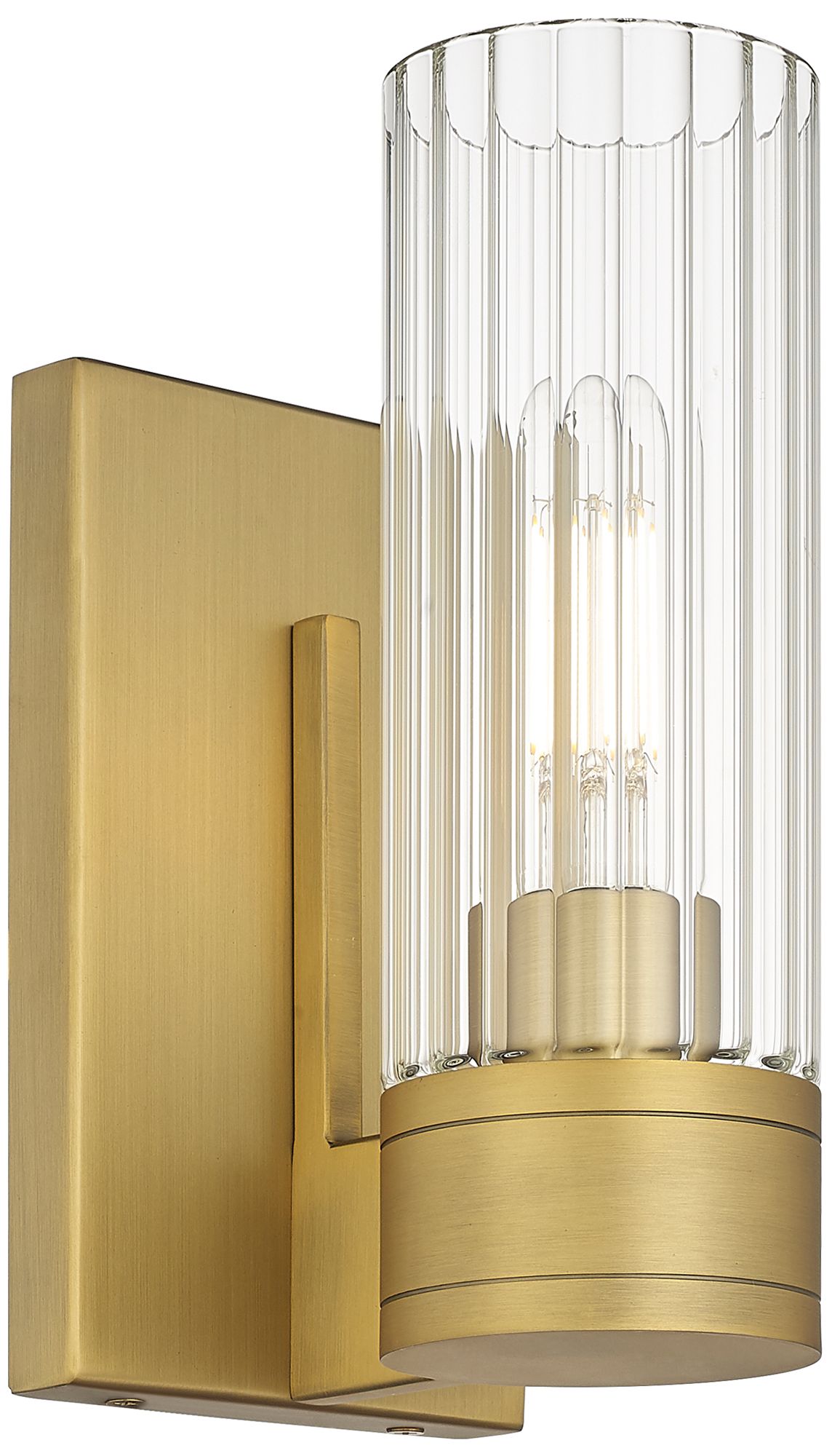 Empire 9.5" High Brushed Brass Sconce With Clear Shade