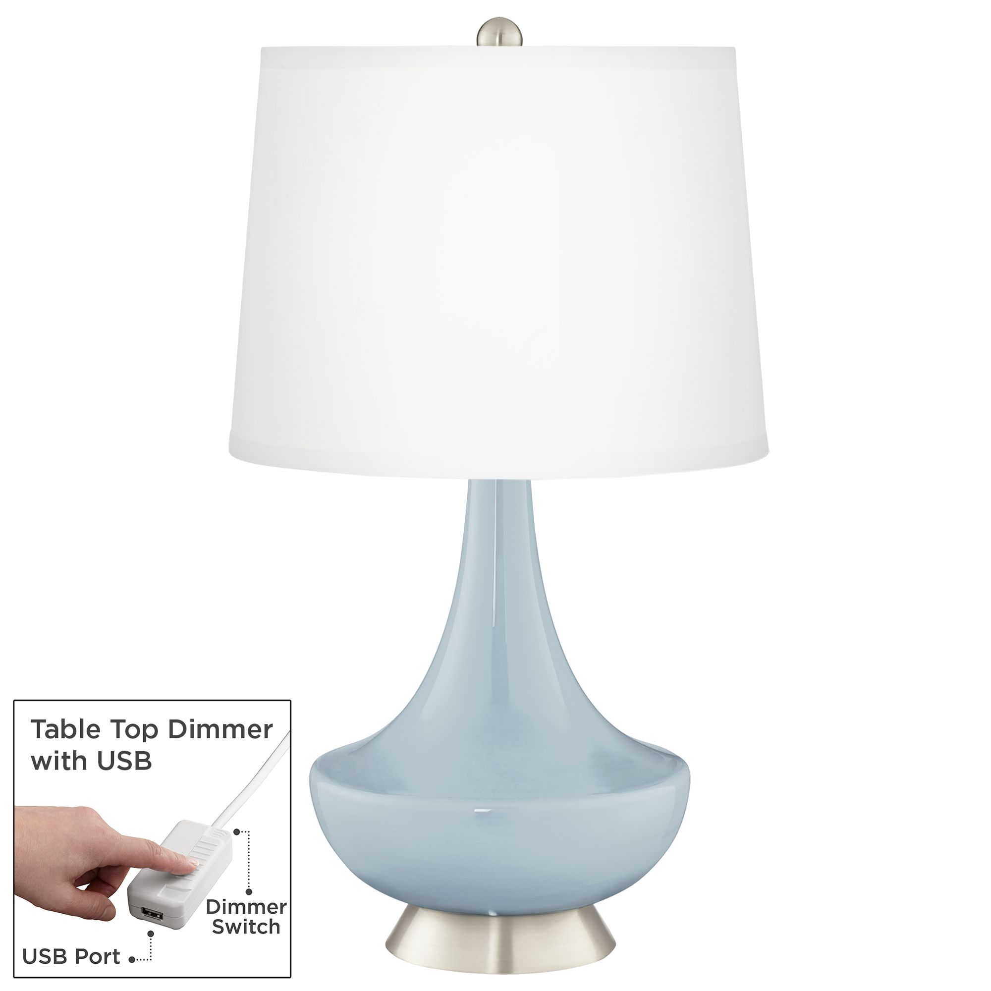 Take Five Gillan Glass Table Lamp with Dimmer