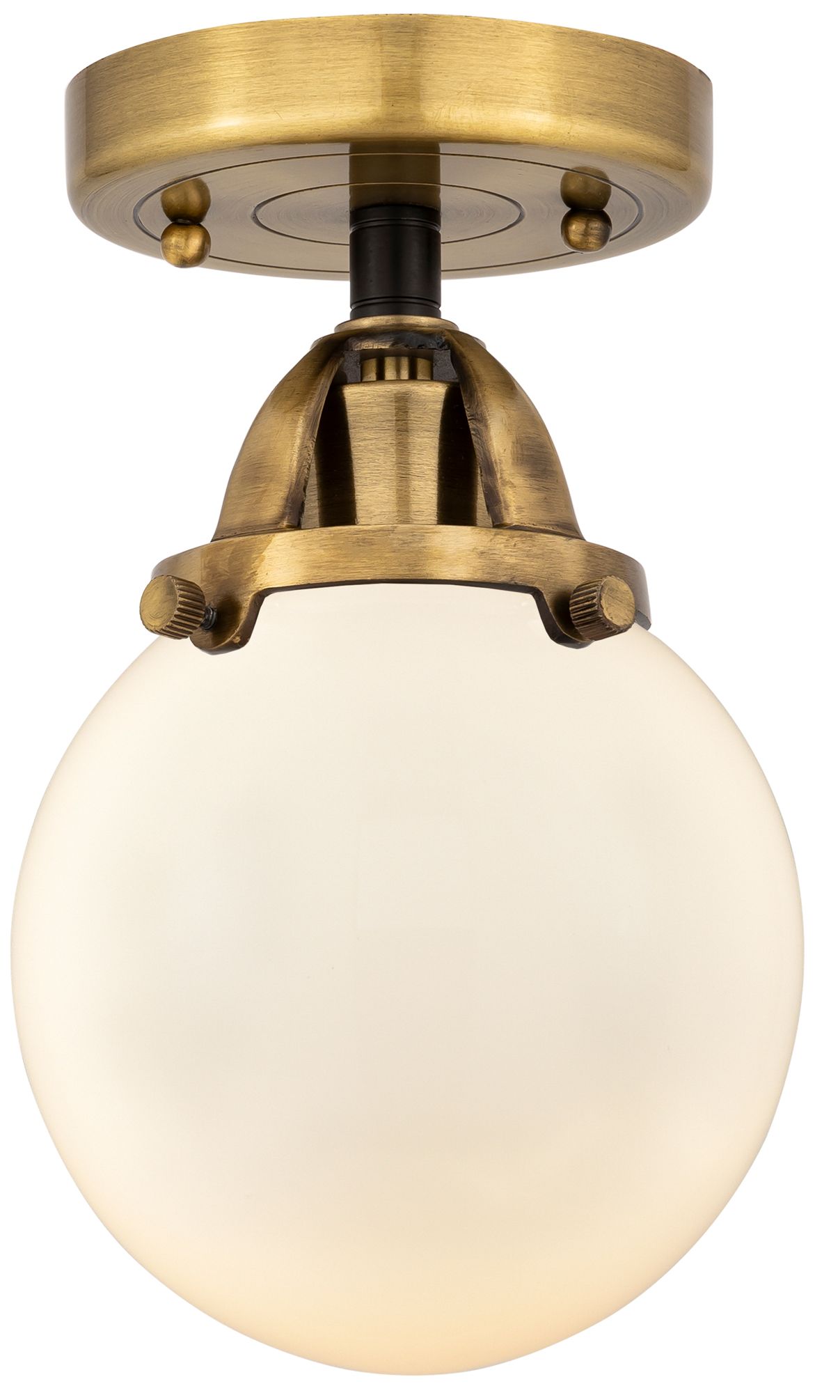 Nouveau 2 Beacon 6" LED Semi-Flush Mount - Black Brass - Matte White