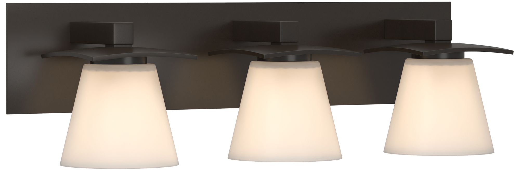 Wren 24" Wide 3 Light Oil Rubbed Bronze Sconce With Opal Glass Shade