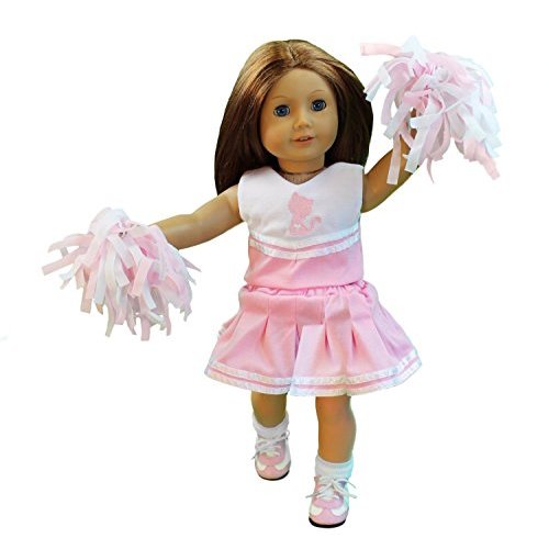 Cheerleading Doll Clothes for American Girl Dolls Includes 2 Pom Poms Cheerleading Outfit Socks and Cheer Shoes