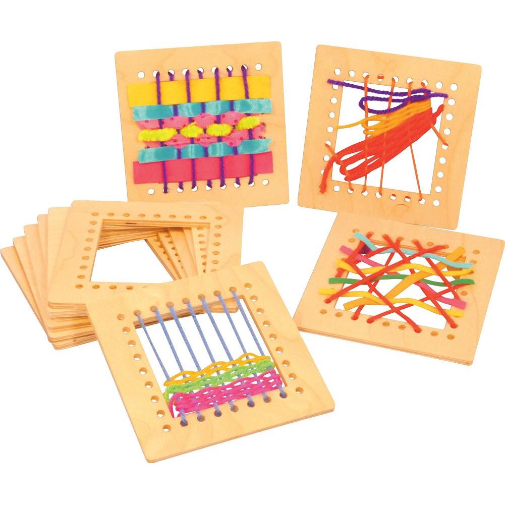 Wooden Weaving Squares (Pack of 10) for Early Years Fine Motor Development