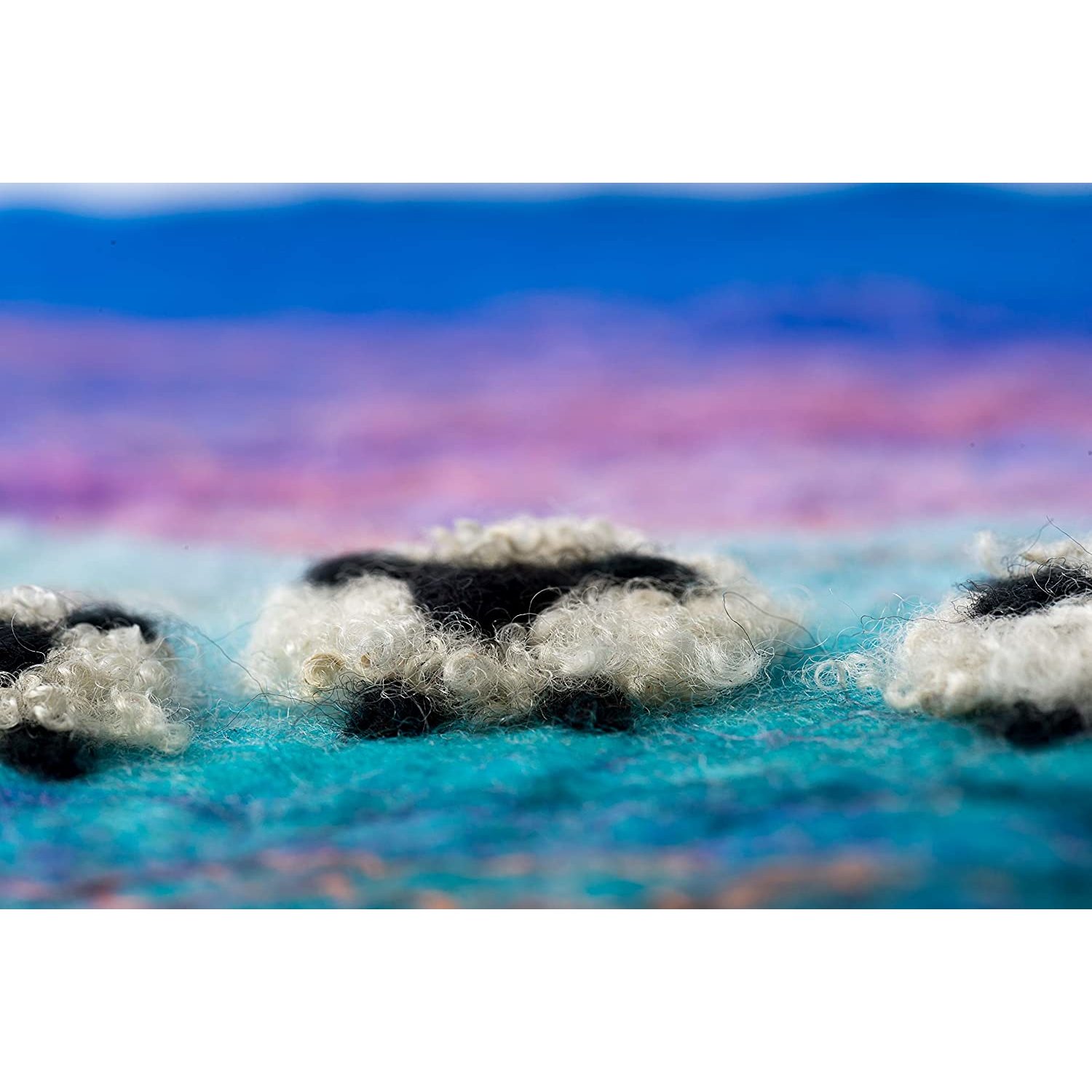 Artfelt winter sheep picture felt kit- a carefully designed felt making kit to make a lovely winter sheep picture with a colourful sunset.