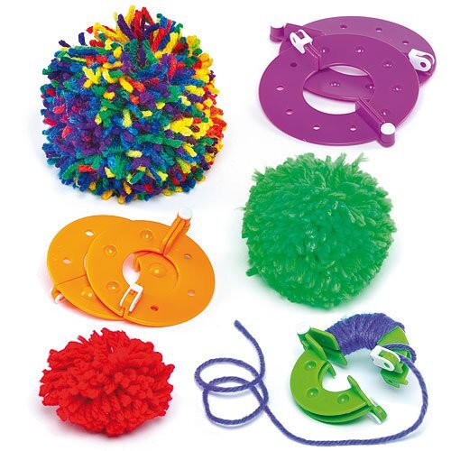 Baker Ross Reusable Pom Pom Maker for children to create Embellishments and Decorations for crafty Projects Set of 3
