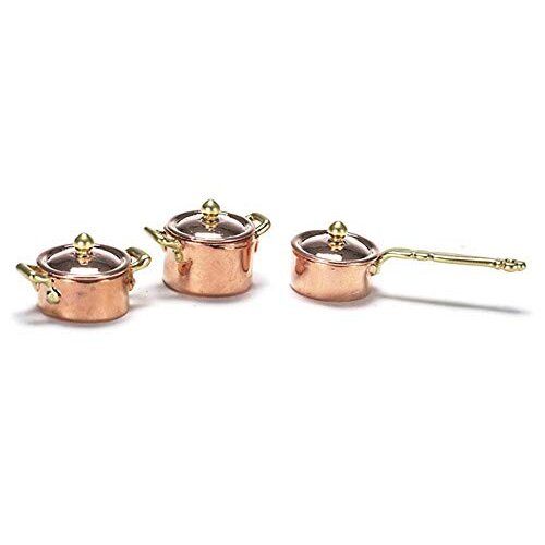 Dollhouse Miniature 6-Pc. Copper Pot and Pan Set