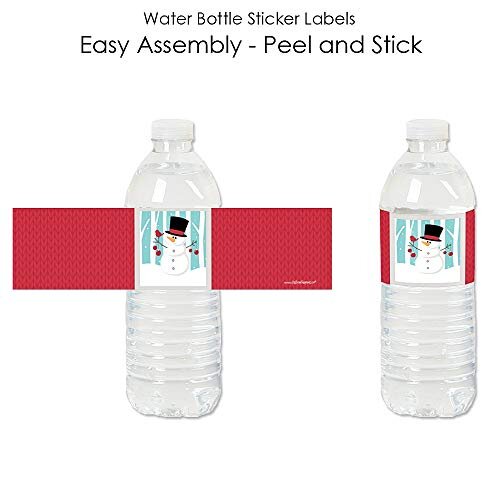 Big Dot of Happiness Let It Snow - Snowman - Christmas or Holiday Party Water Bottle Sticker Labels - Set of 20