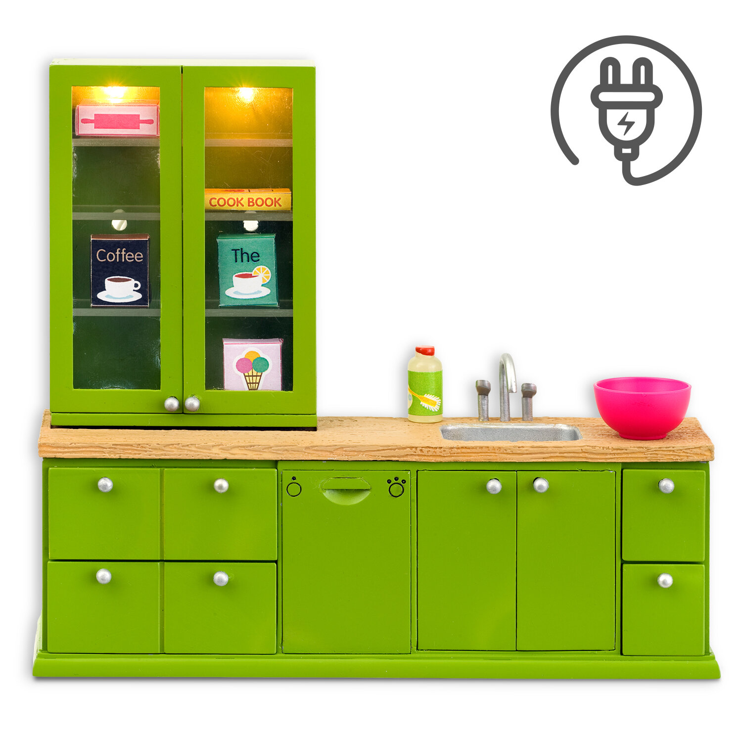 Lundby Dolls House Green Sink and Dishwasher Set 1:18 Kitchen Furniture