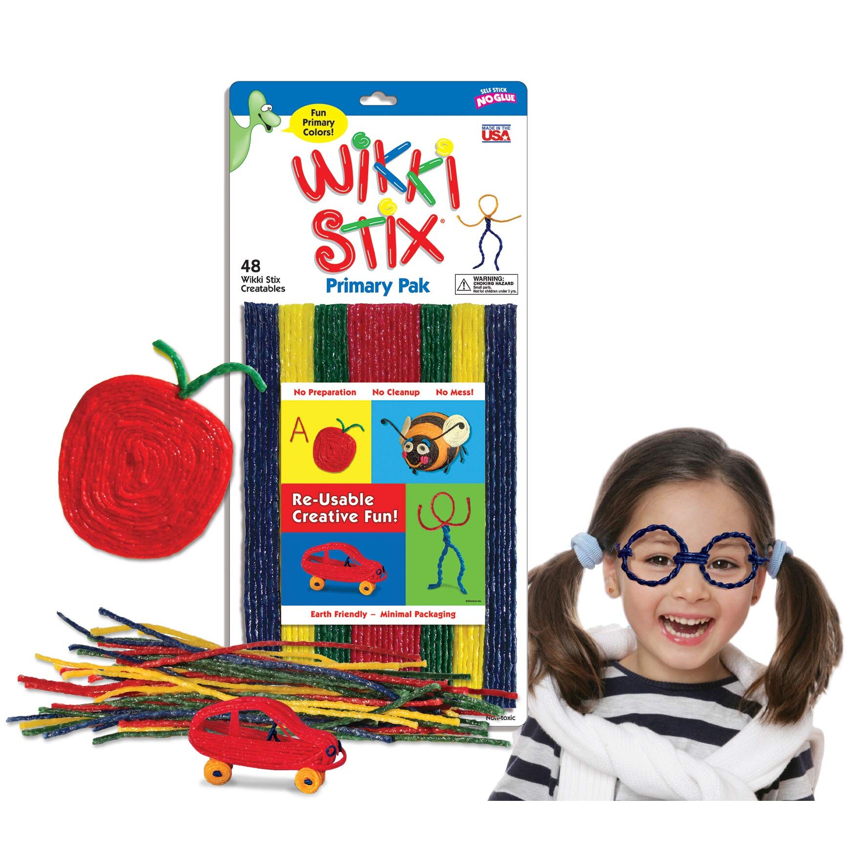 WikkiStix Wax Sticks Primary Colors, 48 Per Pack