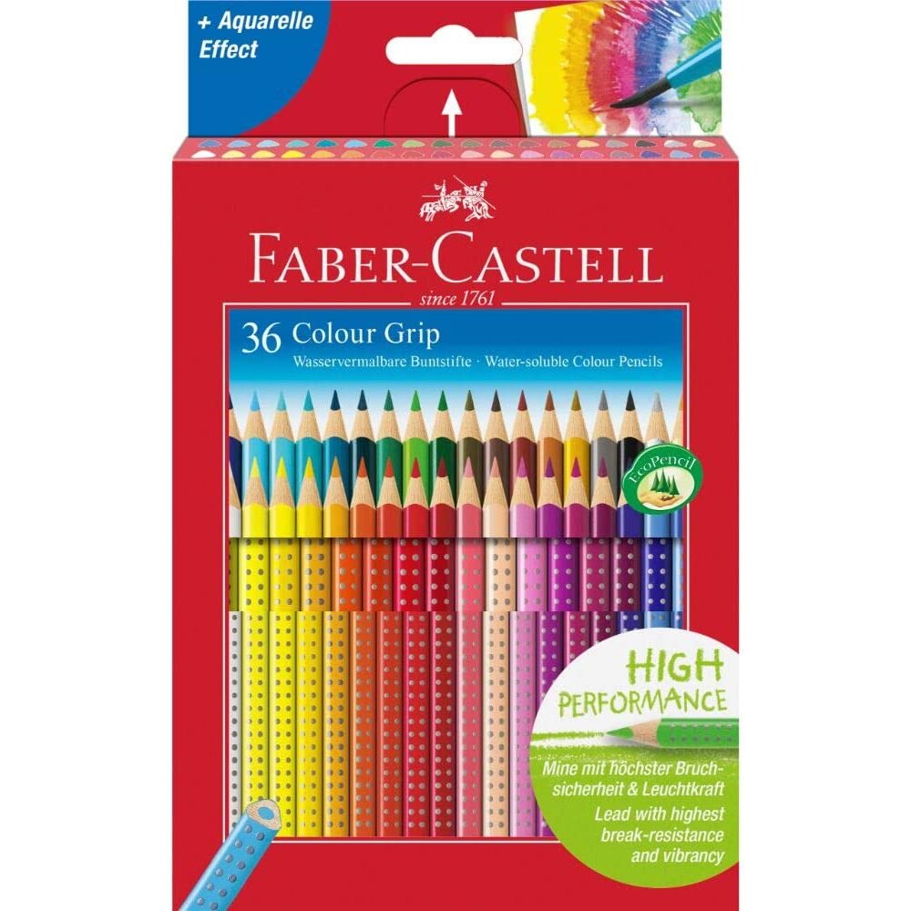 Faber-Castell 36 Colour Grip Water-soluble Colour Pencils 112442