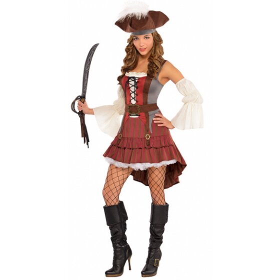 costume Pirate ladies polyester red 4-piece mt L