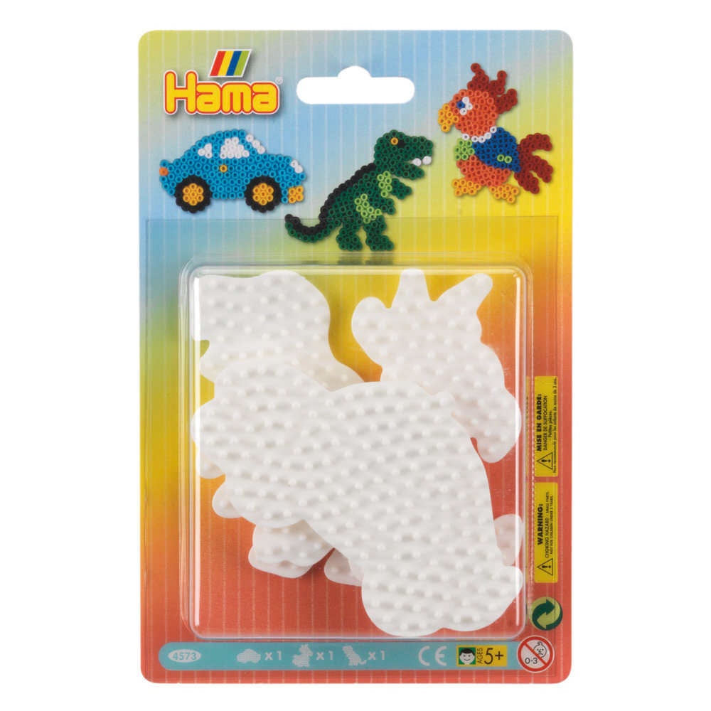Hama Dinosaur, Car and Parrot 3 Pegboard Set - Kids Craft Kit
