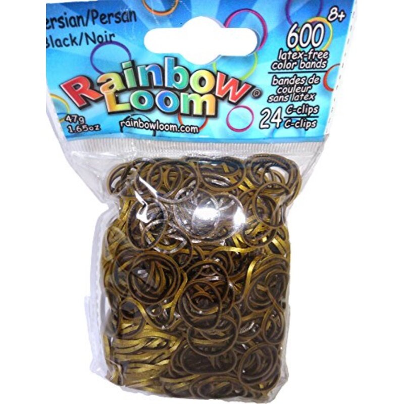 Rainbow Loom Persian Black Rubber Bands with 24 C-Clips 600 Count