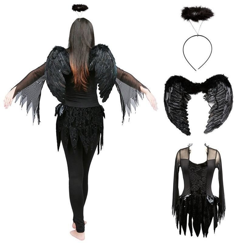 Halloween Women's Dark Angel Devil Costume Fancy Dress Ghost Bar Party Cosplay