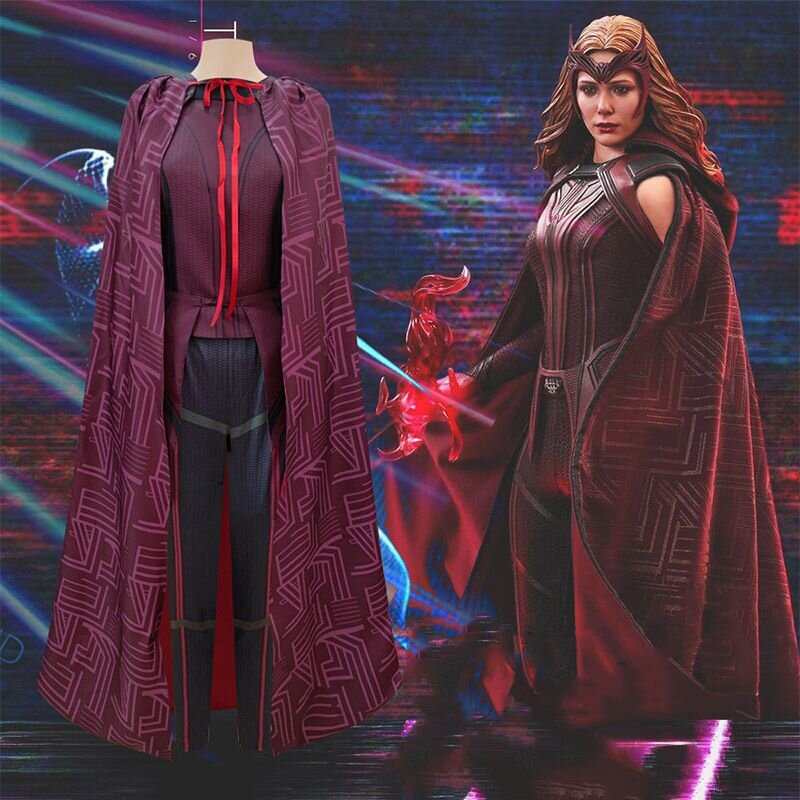 Wanda Vision Scarlet Witch Cosplay Costume Set Outfits Halloween Carnival Suit