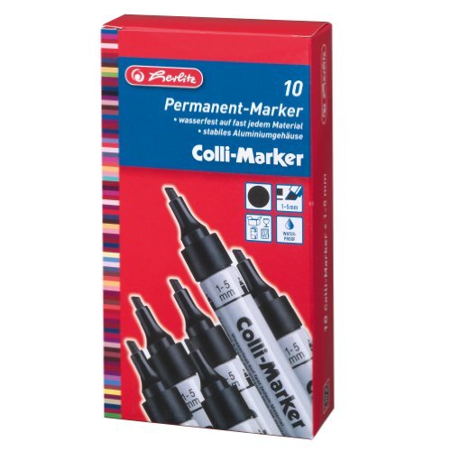 Herlitz 1-5mm Permanent Colli Marker - Black (10 Pieces)