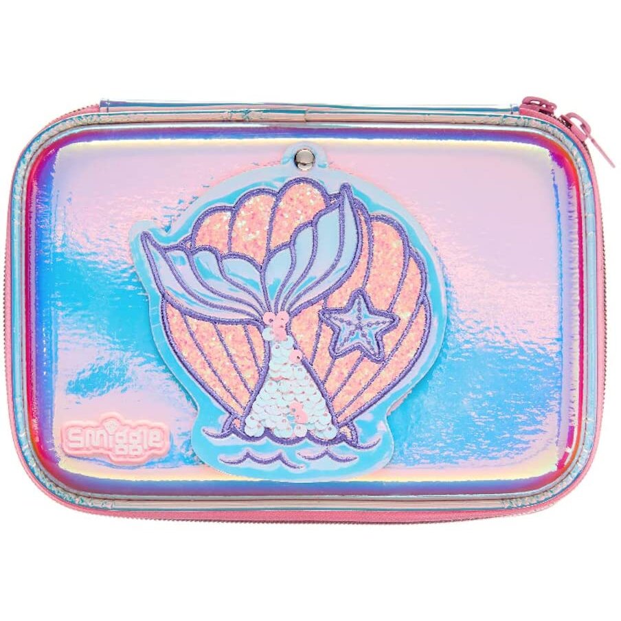 Smiggle Pencil Case 'Glitz' with Secret Mirror (Pearly Pink Mermaid)