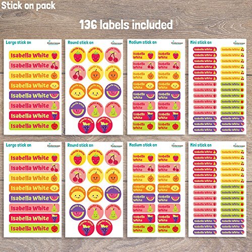 136 Stick on name labels for children - A range of fantastic designs to choose - Perfect for labelling tuppaware, shoes, stationery, lunchboxes e