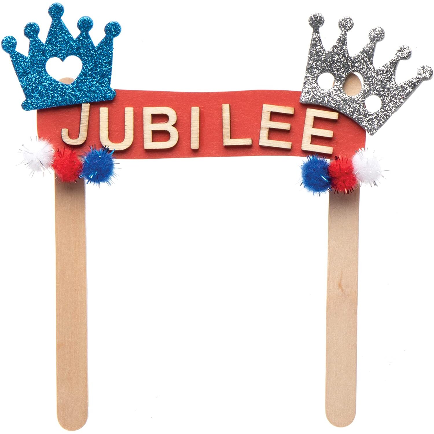 Baker Ross Platinum Jubilee Glitter Crown Sticker Set for Kids - Pack of 150, Craft Supplies, (PJ200)