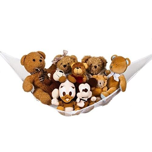 Large Toy Hammock for Stuffed Animals, Flexible Cuddly Toy Storage Net Organiser for Bedroom Bathroom (70.8" x 47.2" x 47.2", White)