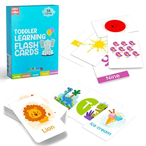 Shosin Large Learning Flash Cards for Toddlers 2-4 Years - Alphabet Flash Cards & Toddler Flash Cards for Pres