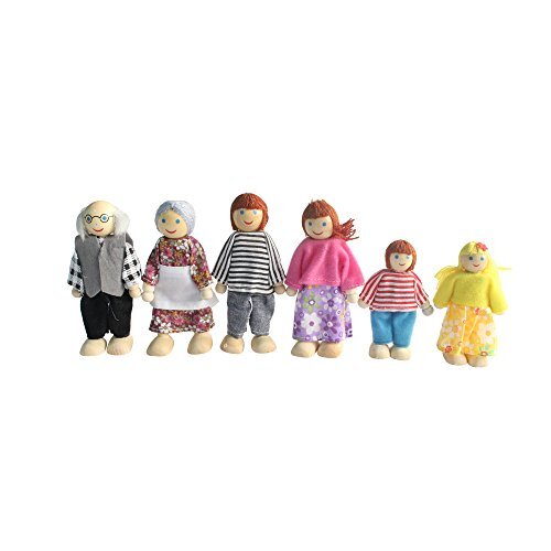 Kunhe Dollhouse Dolls Set with 6 Happy Family Dolls for Dollhouse