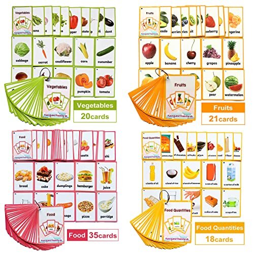 Fruits/Vegetable/Foods/Food Quantities English Flash Cards Pocket Card Learning Baby Toys for Children Pre-Kindergarten Kids Gifts