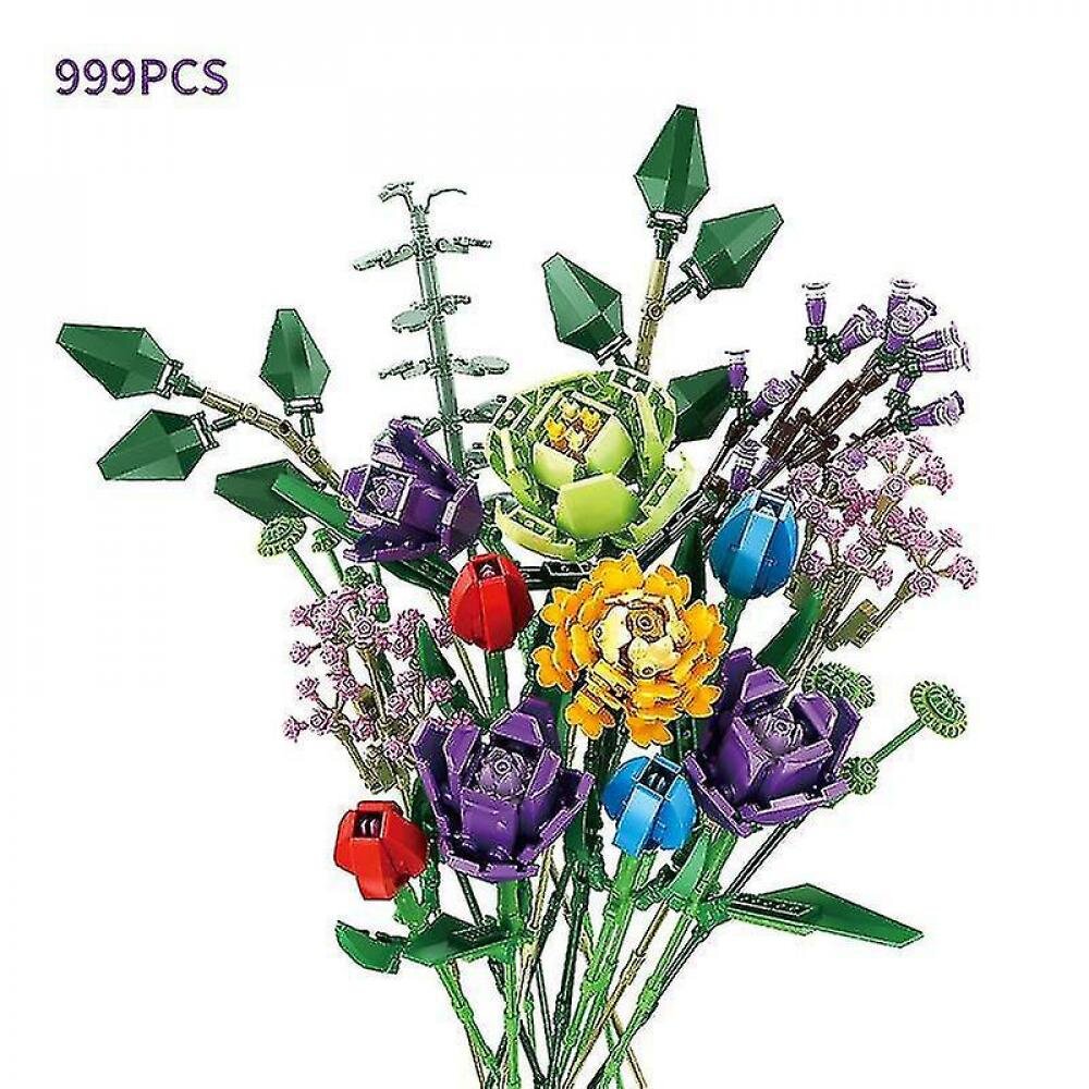 Flowers Bouquet Building Blocks Diy Romantic Tulip Plant Bricks Decoration Assembly Toys For Girls Friends Birthday Gifts