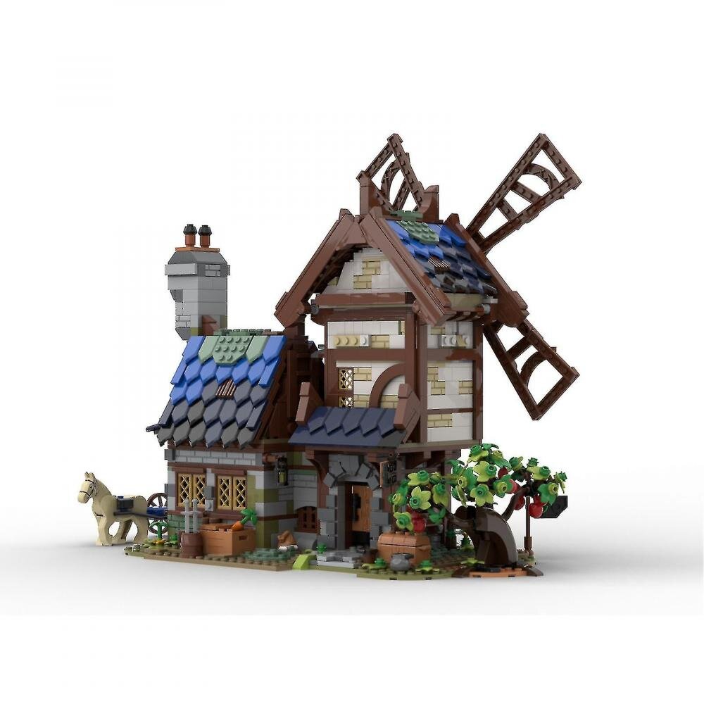 New Moc-78729 Medieval Windmill Medieval Blacksmith Building Blocks Town Street Retro House 50104 50105 Model Bricks Toys Gifts