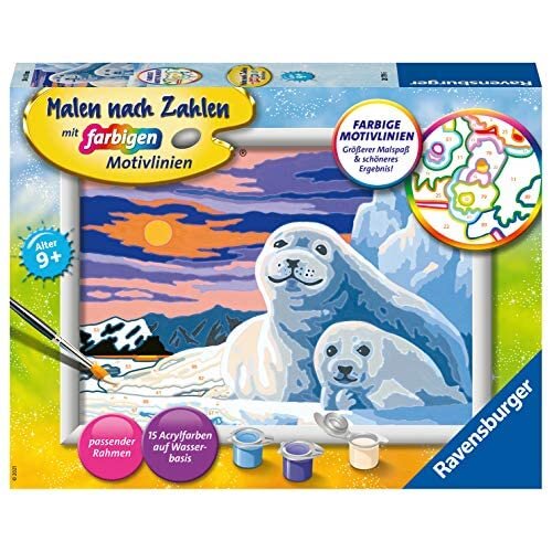 Ravensburger Niedliche Robben Painting by Numbers 28779 Cute Seals, Multicoloured