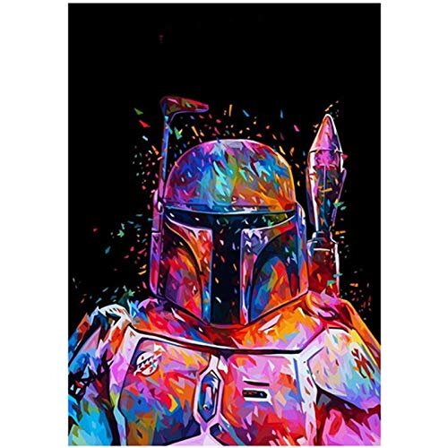 Leezeshaw 5D DIY Diamond Painting by Number KitsStar Wars, Fameless Rhinestone Embroidery Paintings Pictures for Home Decor - Star Wars 40x50cm
