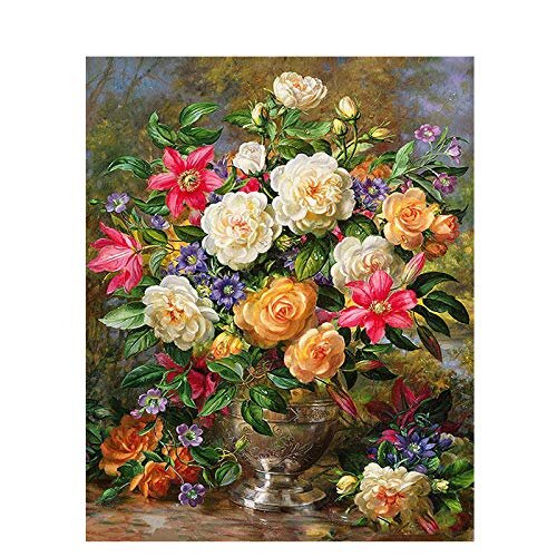 Louneu Paint By Numbers For Adults And Kids Peony Rich Blend Chinese Flowers Diy Digital Oil Painting By Number Modern Mural Canvas Painting Uniq