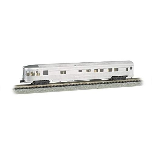 Bachmann Industries Streamline Fluted Observation Car with Lighted Interior - Unlettered Aluminum (N Scale), 85