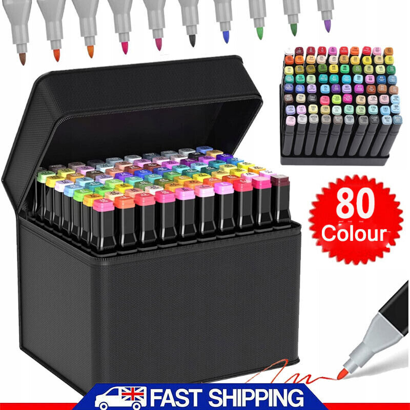 80 Colours Brush Pens Set Dual Tips Art Markers Drawing Watercolour
