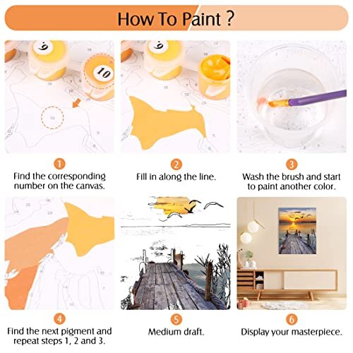 TAHEAT Paint by Numbers Landscape DIY Acrylic Painting Kit for Kids & Adults Beginner - 40cm x 50cm Wooden Bridge Pattern Painting by Numbers wit