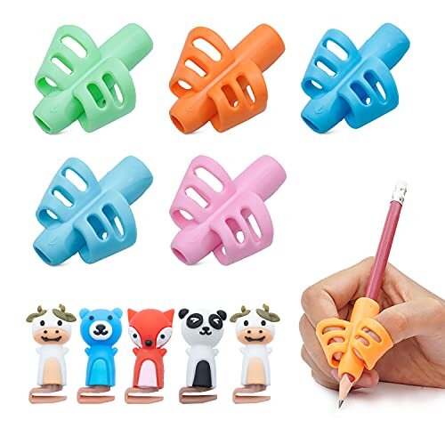 GripGo Pencil Grips for Children Pack of 10 – Soft Silicone Handwriting Grip for Left & Right Handed Kids, Pre-Schoolers & Adults – Ergonomic