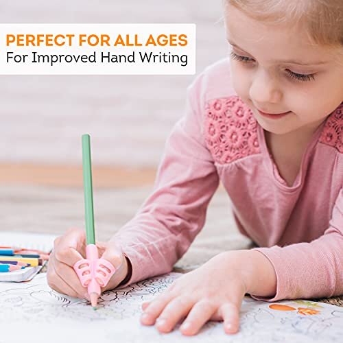 GripGo Pencil Grips for Children Pack of 10 – Soft Silicone Handwriting Grip for Left & Right Handed Kids, Pre-Schoolers & Adults – Ergonomic