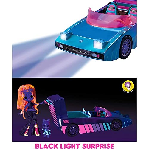 LOL Surprise Dance Machine Car with Exclusive Doll, Surprise Pool, Dance Floor & Magic Blacklight - Multicolour Doll Car, for Girls Ages 4+