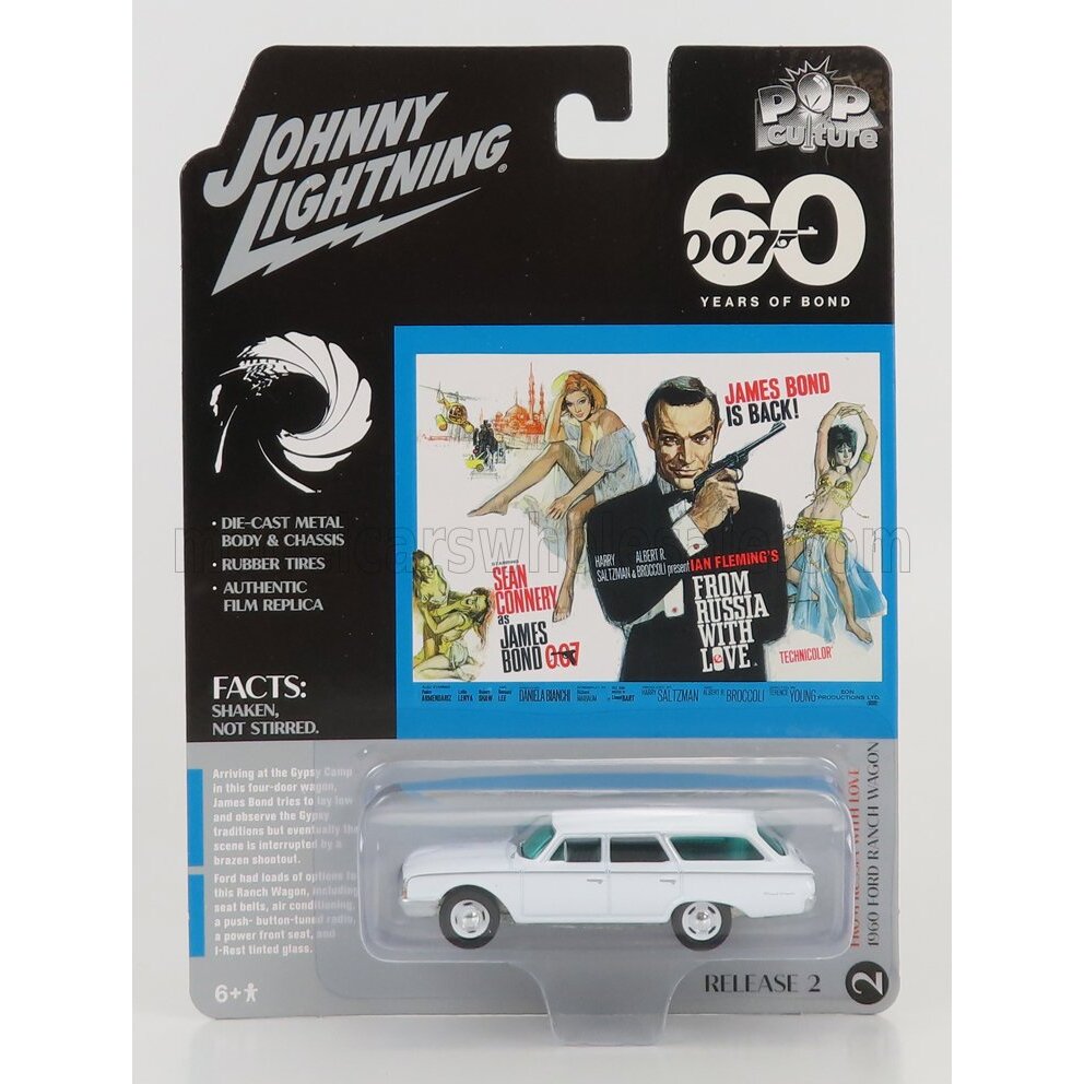 Johnny Lightning Ford USA Ranch Station Wagon 1960 007 James Bond From Russia With Love Dalla Russia Con Amore White - 1:64