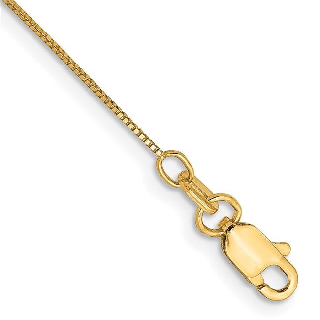 14K Yellow Gold 10 in. 0.5 mm Box with Lobster Clasp Chain Anklet