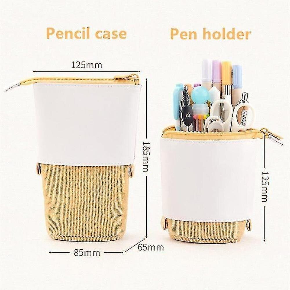 (canvas Black Dots)pencil Case School Stationery Storage Bag Solid Color Pen Case Cute Pen Holder