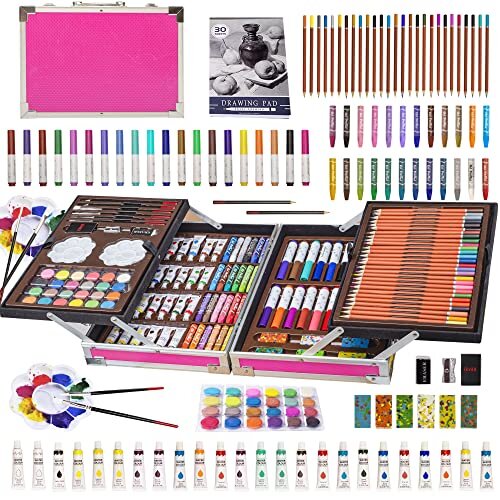 KINSPORY Art Set for Kids, 139PCS Art Kits For Kids, Deluxe Painting Aluminum Box Art Set, Coloring Drawing Art Supplies Case Gift for Artists Teens