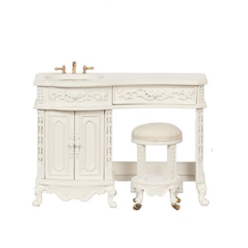 Melody Jane Dollhouse White Avalon Sink & Stool The Platinum Collection Bathroom Furniture