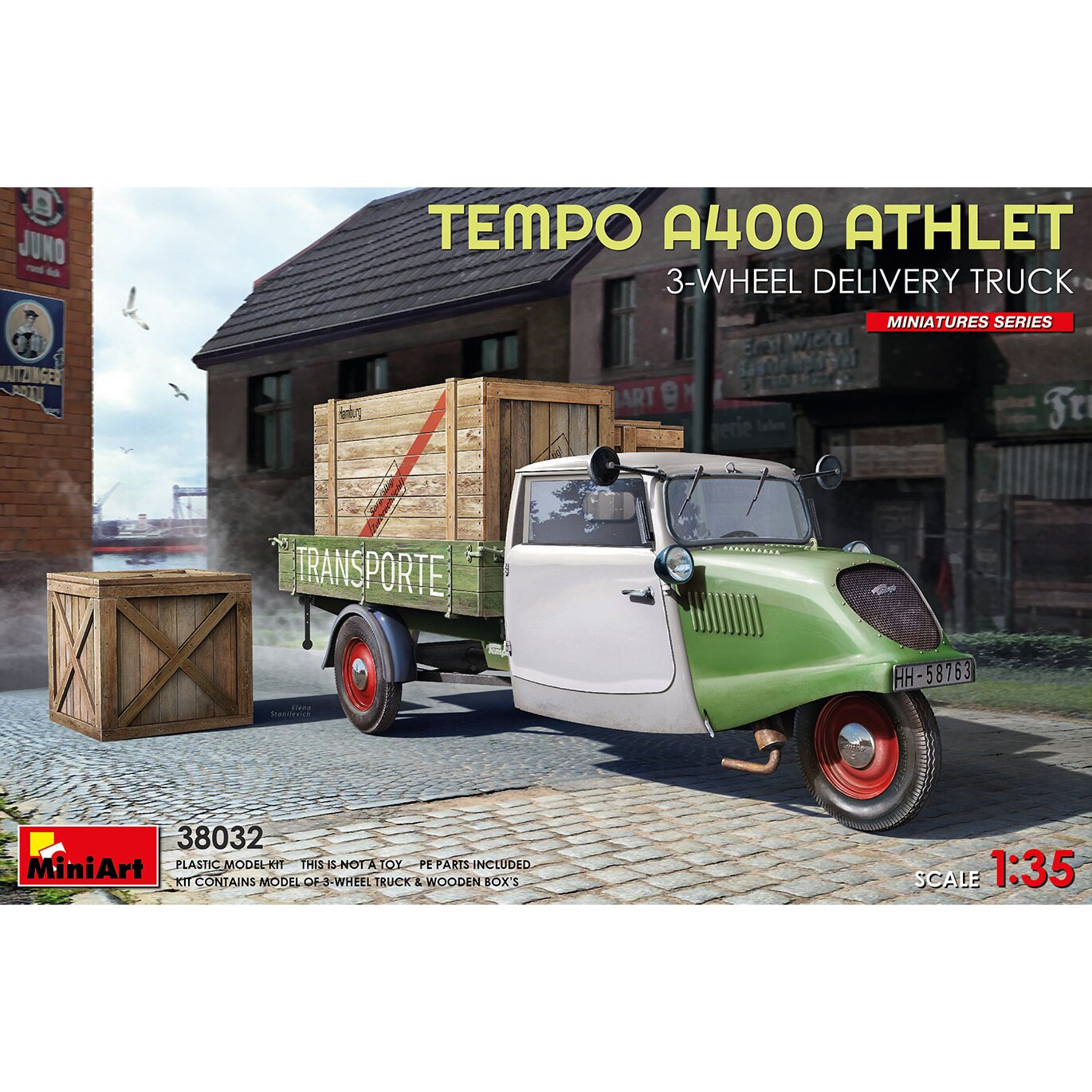 Miniart 38032 Tempo A 400 Athlet 3-Wheel Delivery Truck 1:35 Scale Model Kit