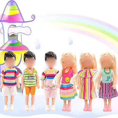 12 Fashion Clothes Outfits for 6 Inch Dolls 5 Dresses 2 Shoes for Girl Dolls 5 Clothes for Boy Dolls