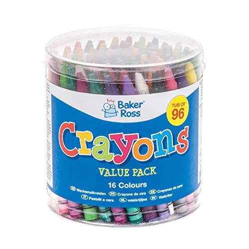 AV257 Chunky Wax CrayonsPack of 96 Value Tub of Kids Arts and Crafts School Classroom Supplies Assorted 96 Count Pack of 1